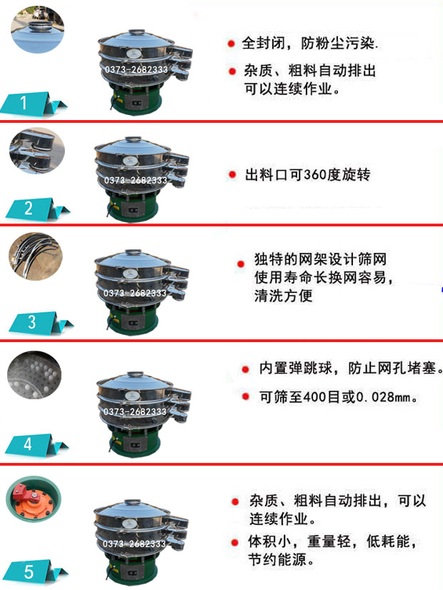 旋振篩粉機特點 旋振篩粉機特點